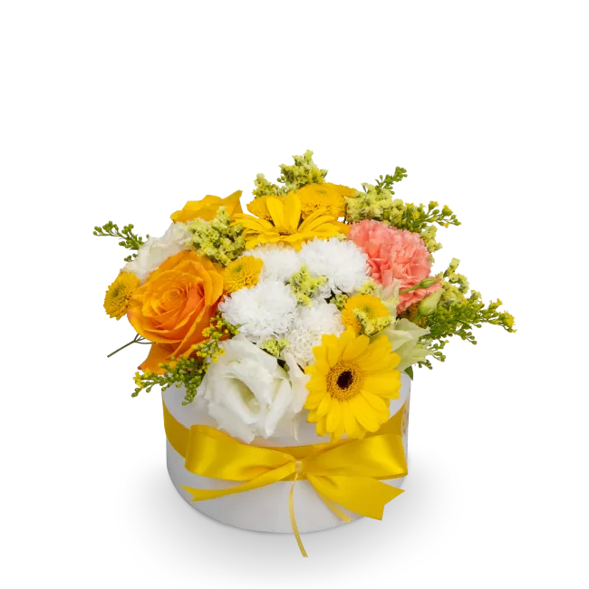 Box of yellow flowers